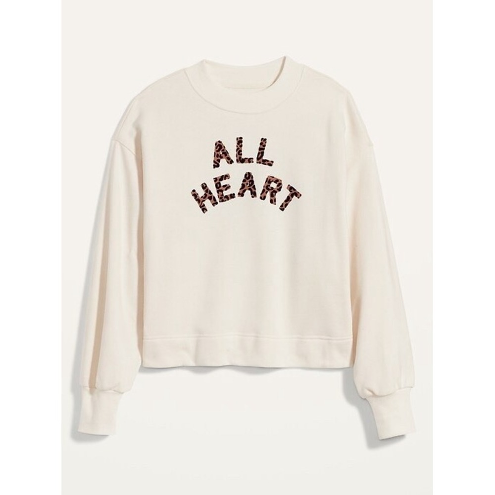 Old Navy Women's Cream All Heart Leopard Animal Print Sweatshirt Size XL